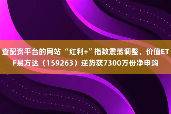 查配资平台的网站 “红利+”指数震荡调整，价值ETF易方达（159263）逆势获7300万份净申购