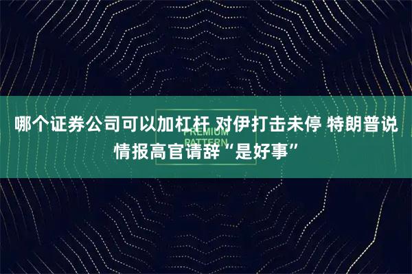 哪个证券公司可以加杠杆 对伊打击未停 特朗普说情报高官请辞“是好事”