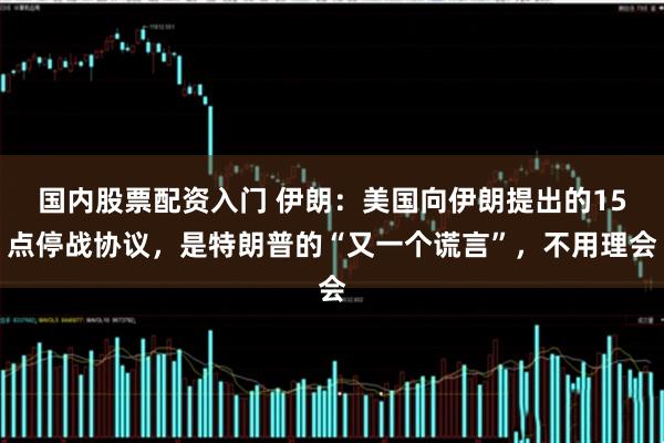 国内股票配资入门 伊朗：美国向伊朗提出的15点停战协议，是特朗普的“又一个谎言”，不用理会